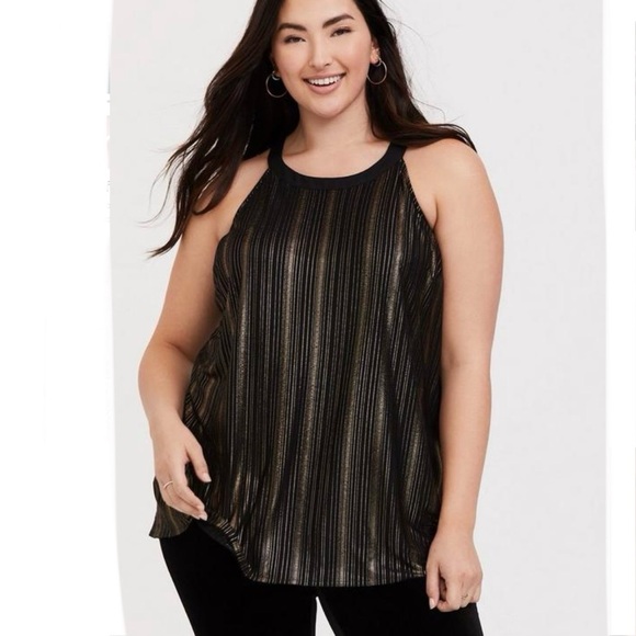 Torrid Black & Gold Stripe Goddess Tunic - Picture 1 of 8